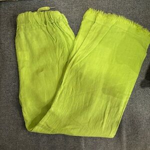 Bright Green Drawstring Linen Pants